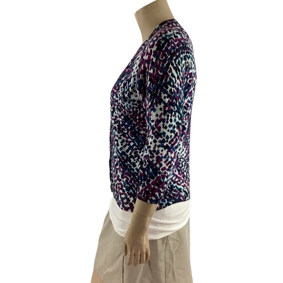 Avenue Multicolor Button Front 3/4 Sleeve Cardigan Size 14/16 - Picture 4 of 7